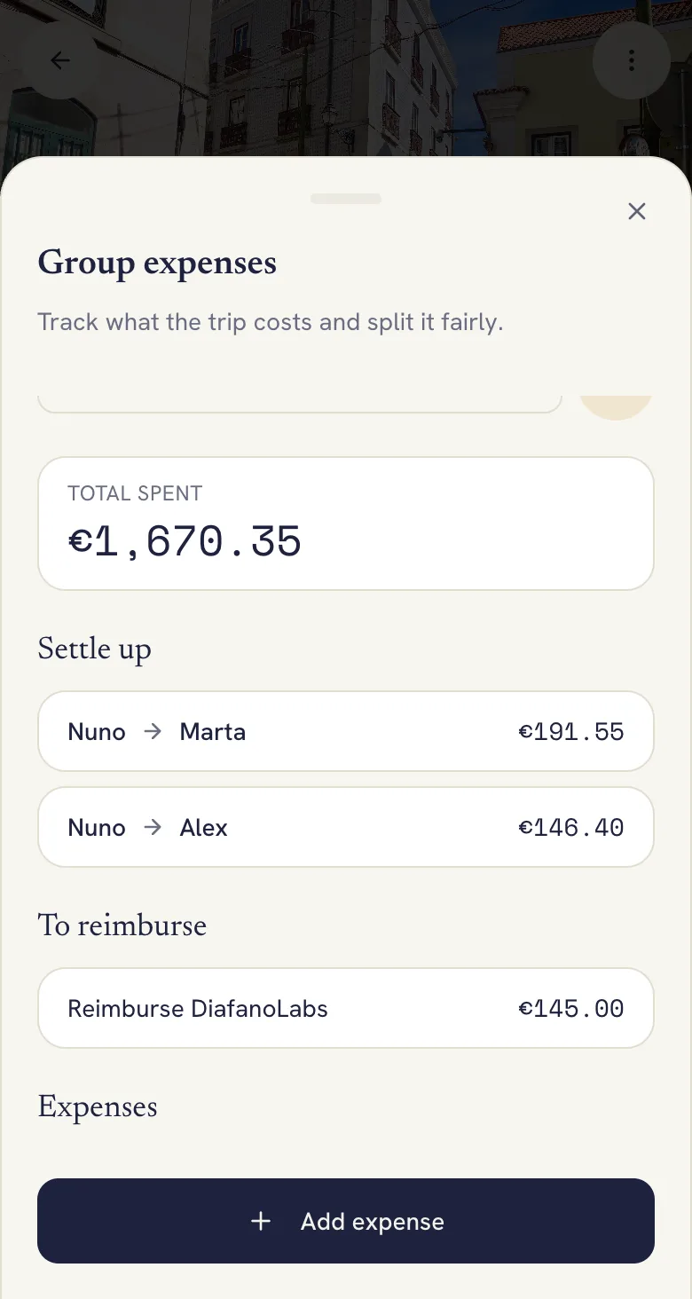 Group expenses in Lumba with the total spent and who has to pay whom
